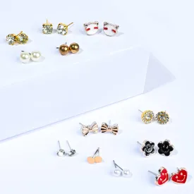 12 Pairs Charming Ears Studs/Tops For Girls