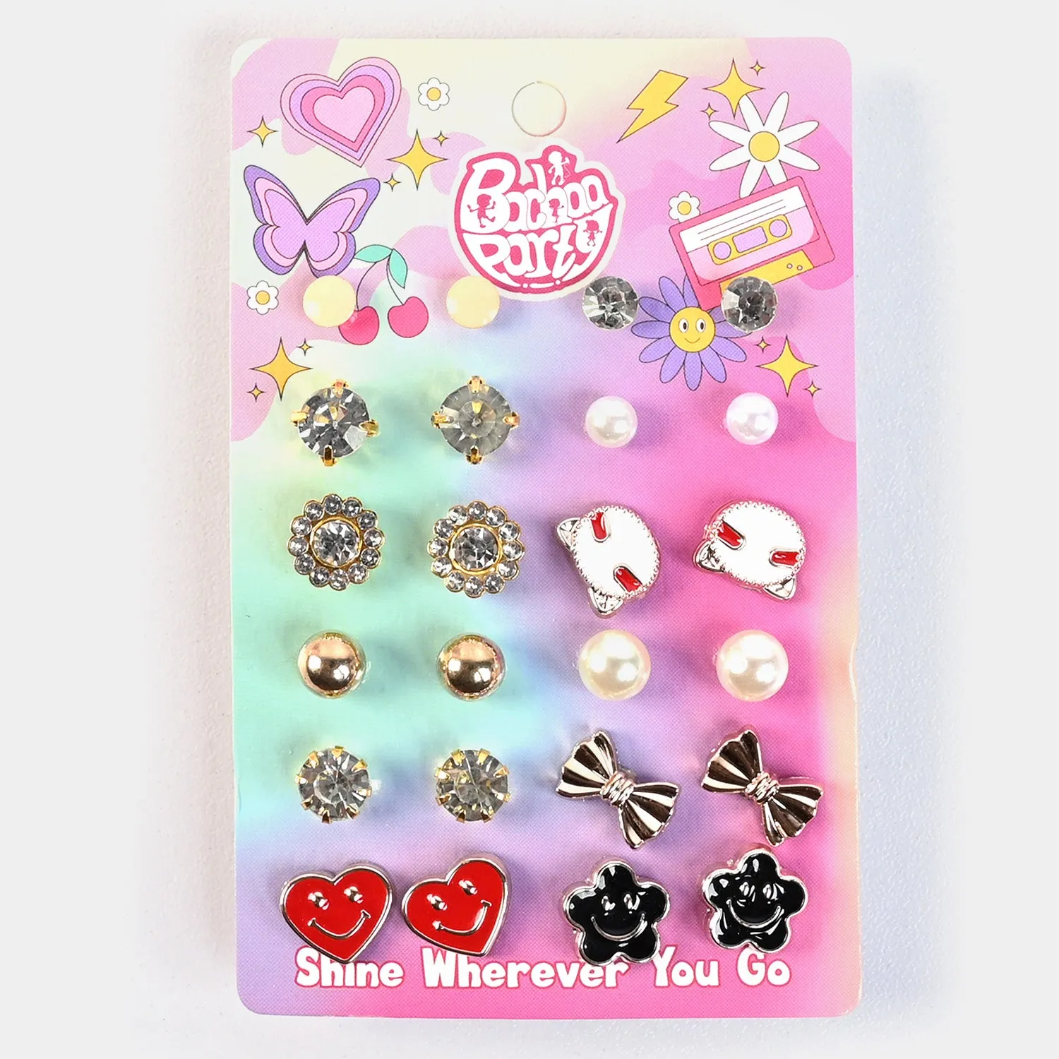 12 Pairs Charming Ears Studs/Tops For Girls