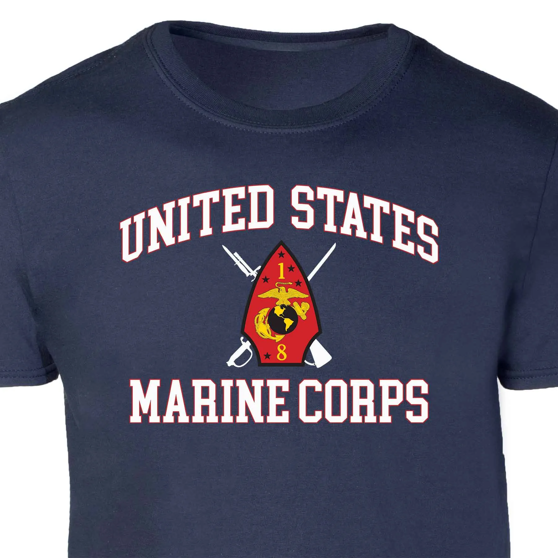 1st Battalion 8th Marines USMC  Patch Graphic T-shirt