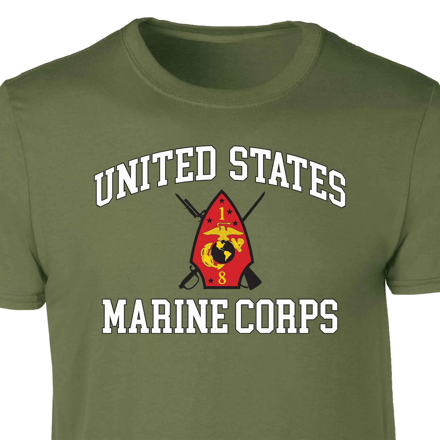 1st Battalion 8th Marines USMC  Patch Graphic T-shirt