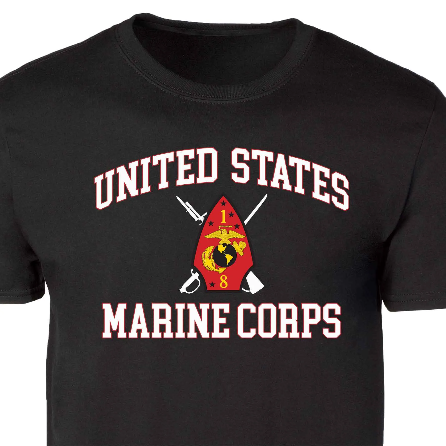 1st Battalion 8th Marines USMC  Patch Graphic T-shirt