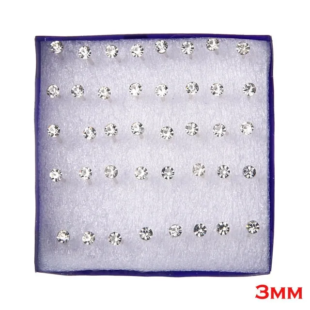 20 pairs/set White Crystal Earrings Set For Women Earring Set Jewelry Rhinestones Stud Earrings kit Pack lots brincos