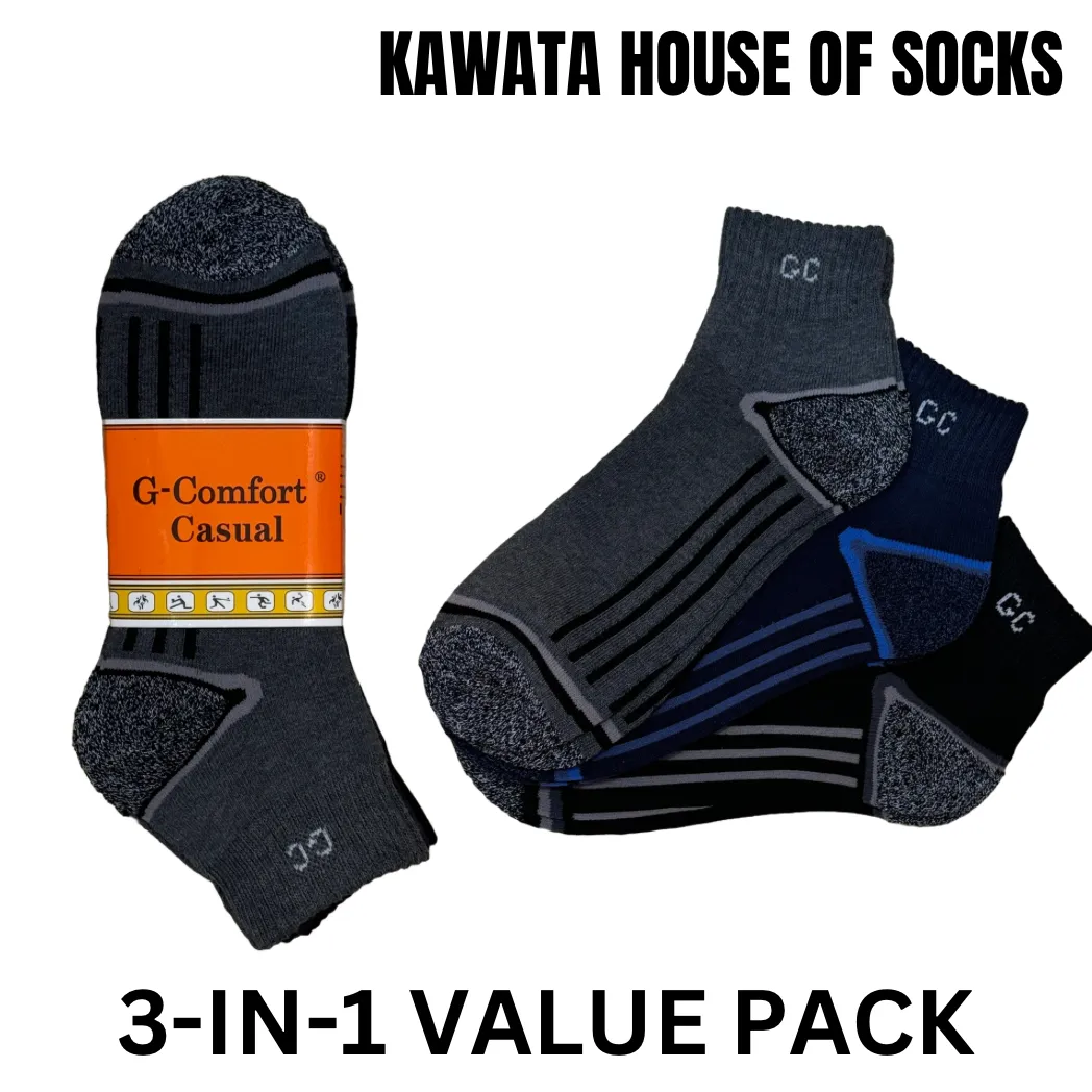 3-in-1 Value Pack Patterned Sport Socks