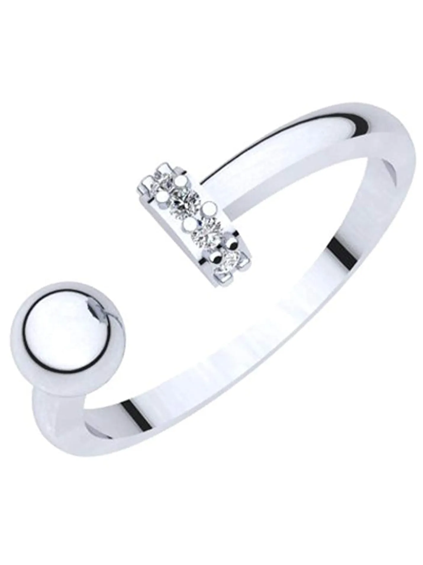 925 Sterling Silver Adjustable Crystal Ring