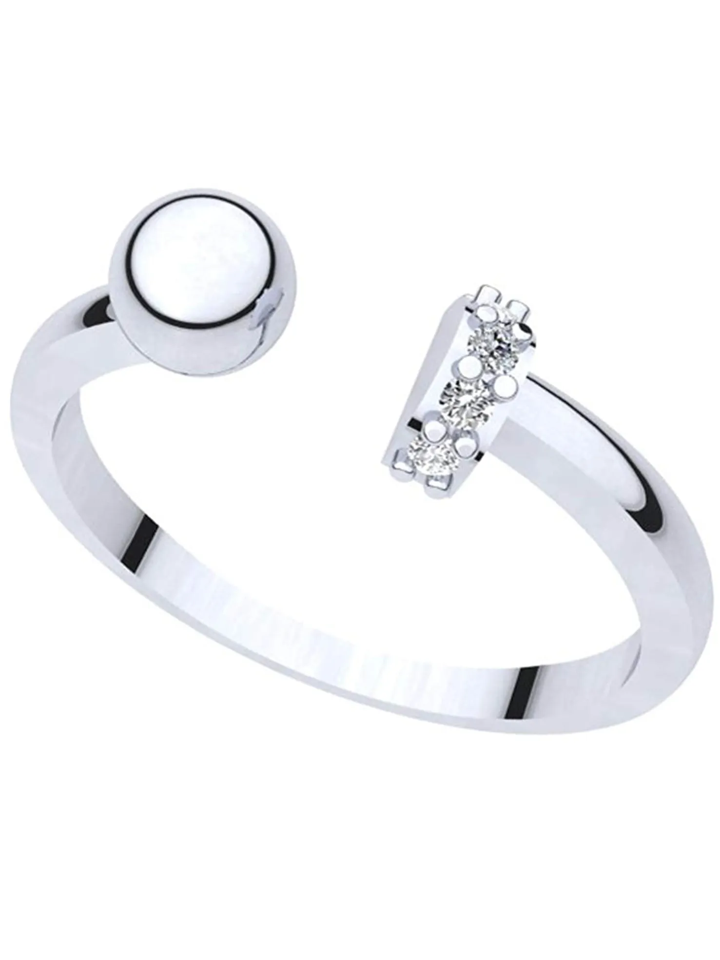 925 Sterling Silver Adjustable Crystal Ring