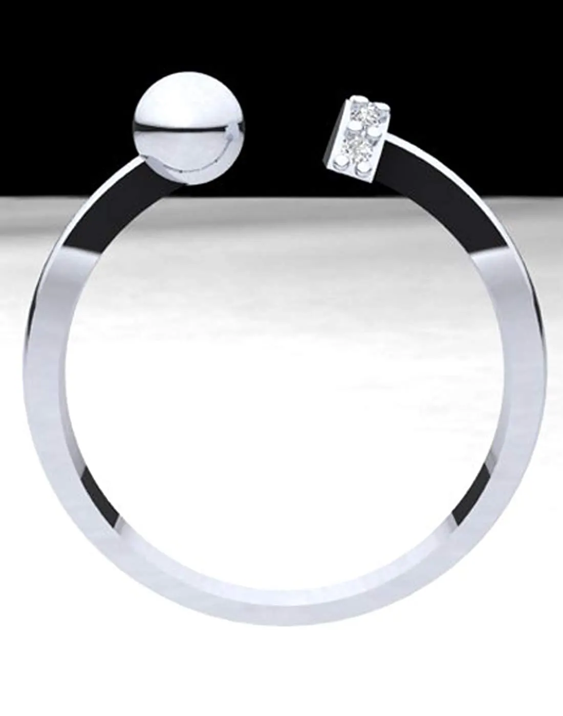 925 Sterling Silver Adjustable Crystal Ring