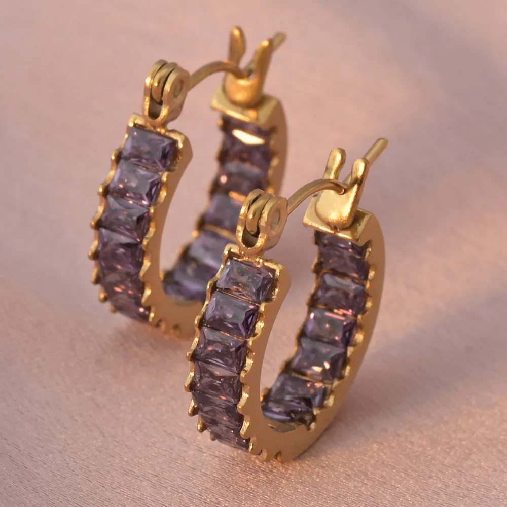 Amethyst Hoop Earrings