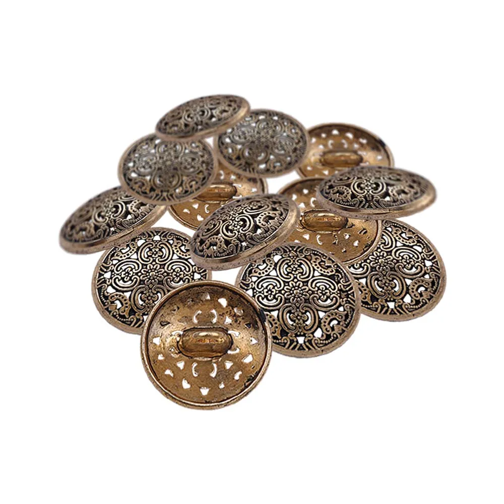 Antique Cutwork Design Round Shape Shank Metal Buttons