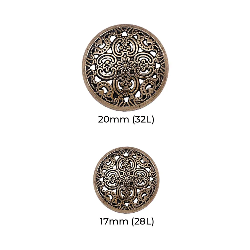 Antique Cutwork Design Round Shape Shank Metal Buttons