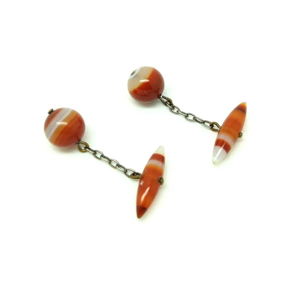 Antique Victorian Scottish Carnelian Agate Cufflinks