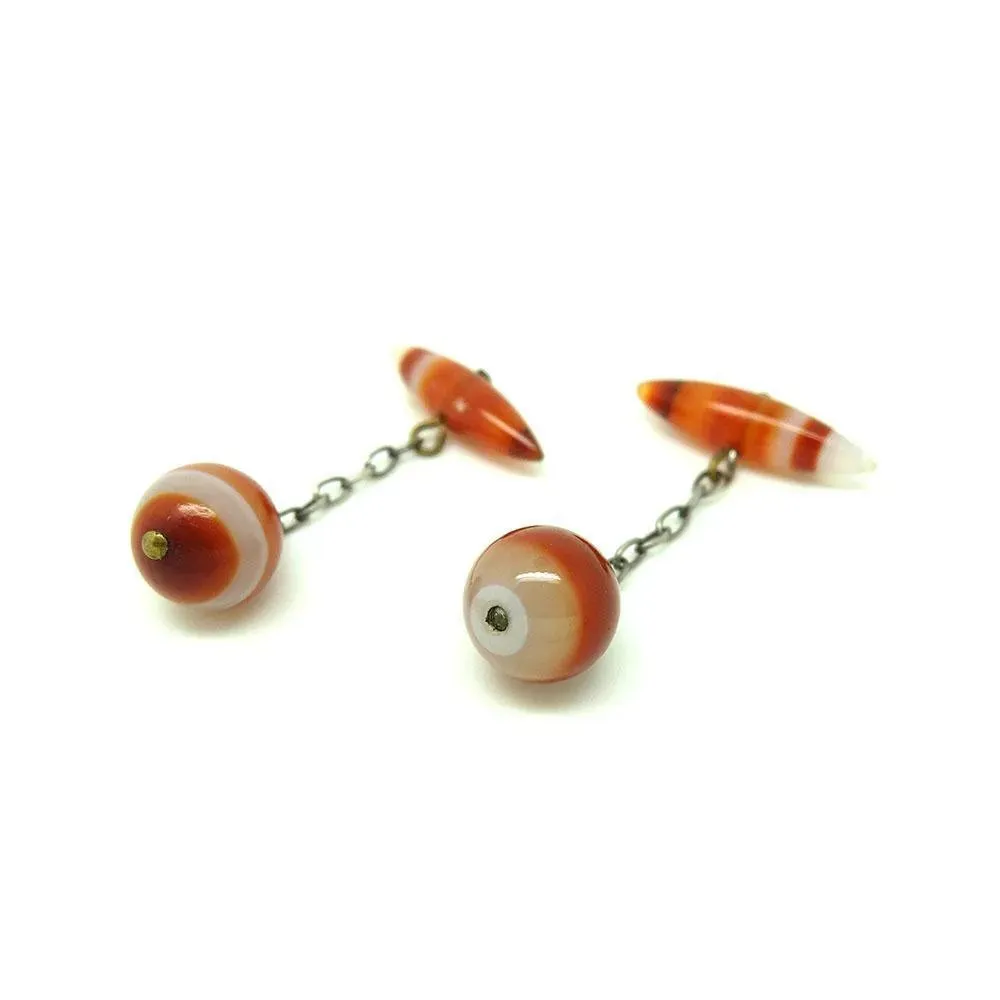 Antique Victorian Scottish Carnelian Agate Cufflinks