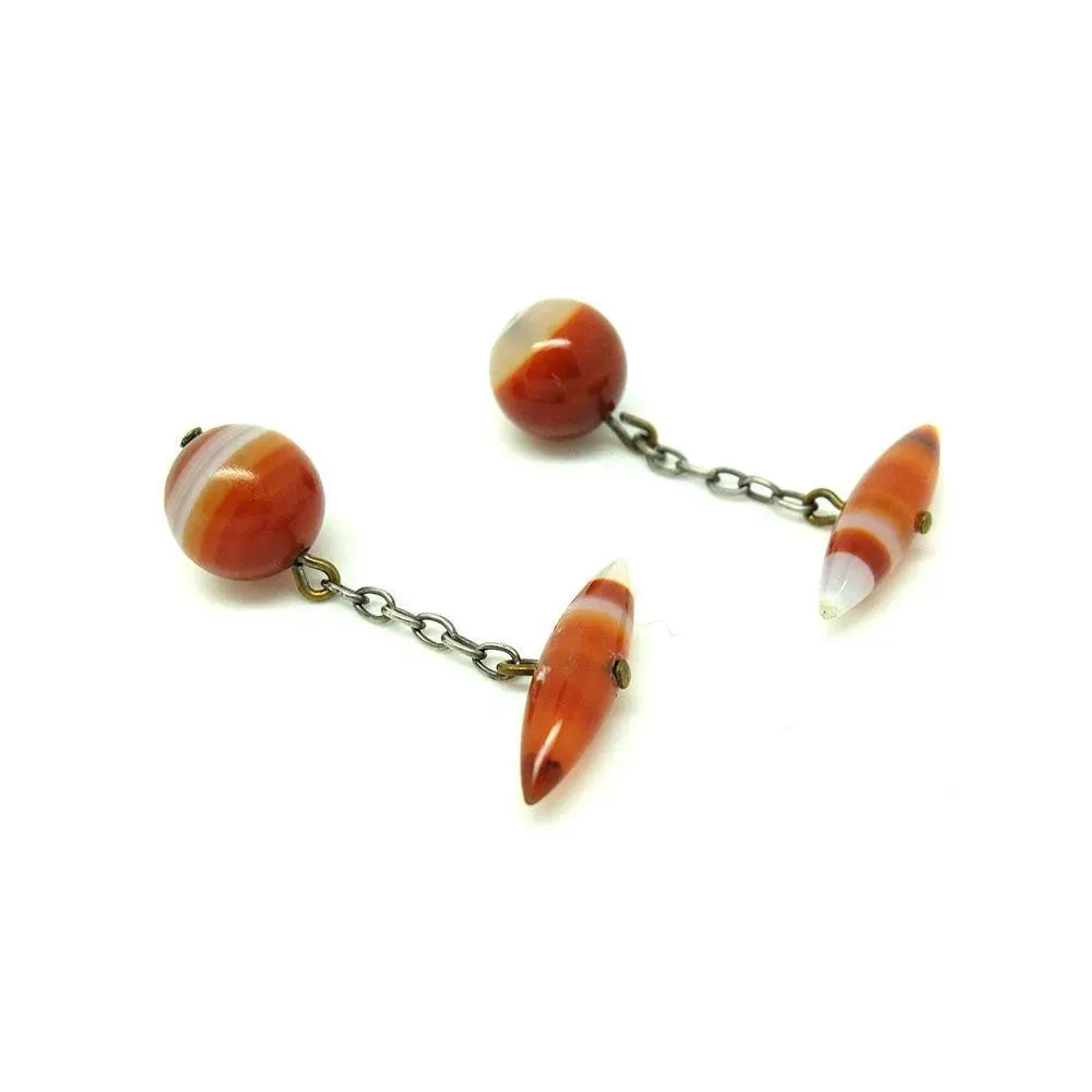 Antique Victorian Scottish Carnelian Agate Cufflinks