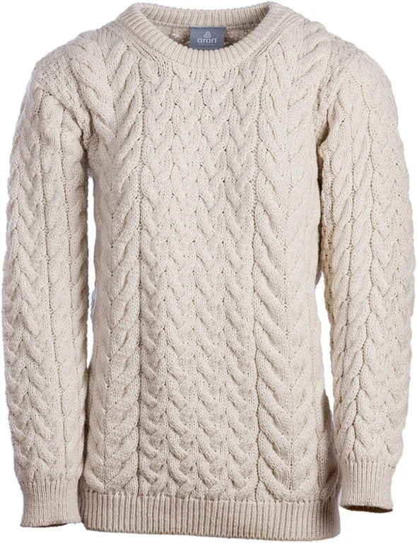 Aran Merino Wool Crew Neck Jumper