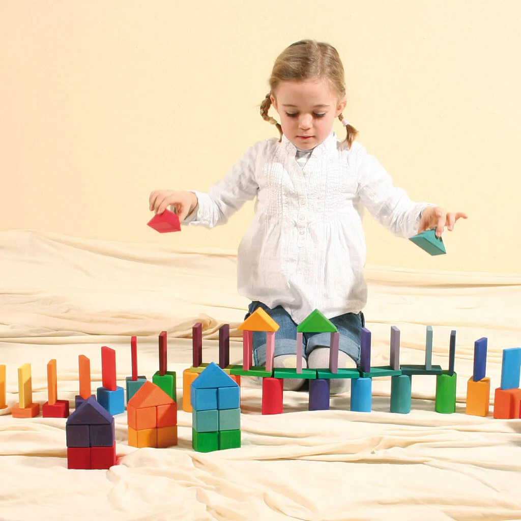 Authentic Grimm's Shapes and Colors Building Blocks Set