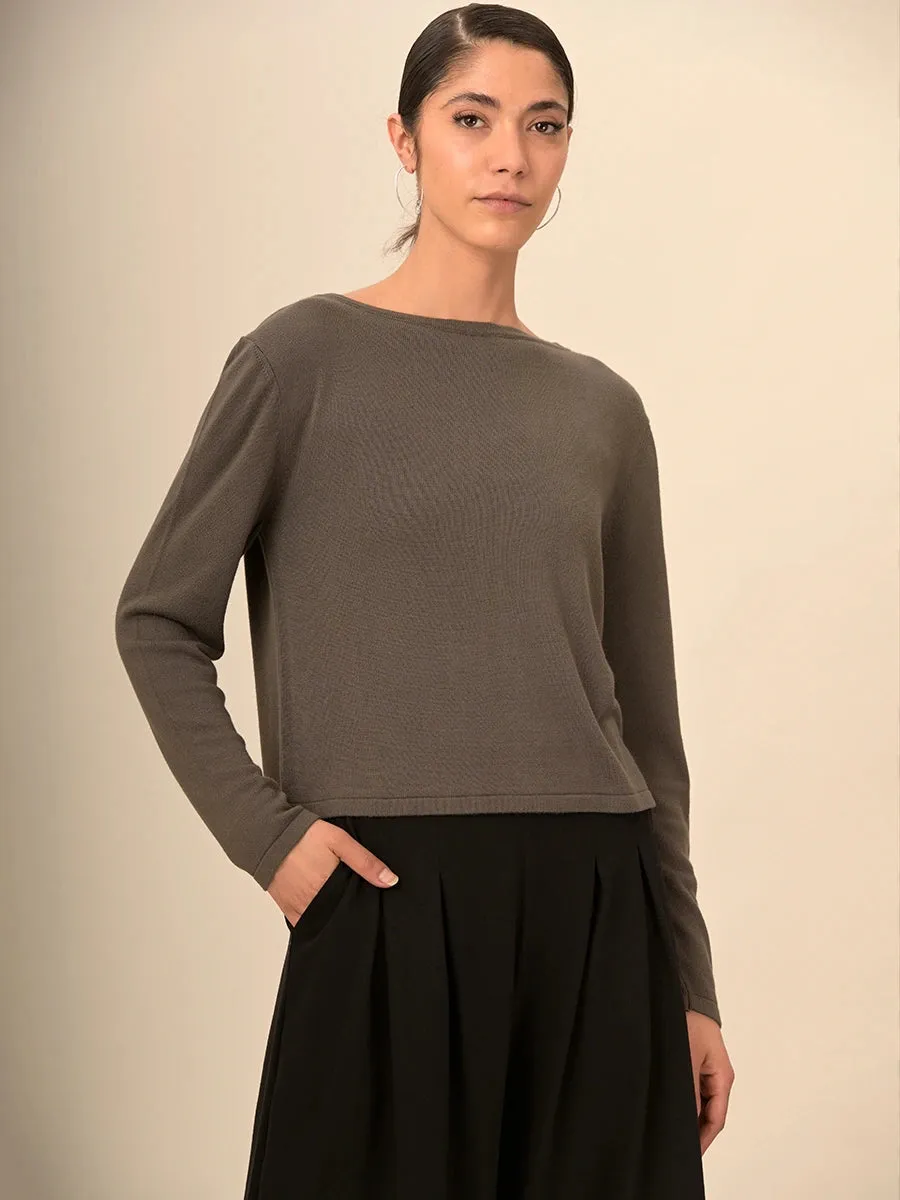 Bamboo Round Neck Boxy Sweater