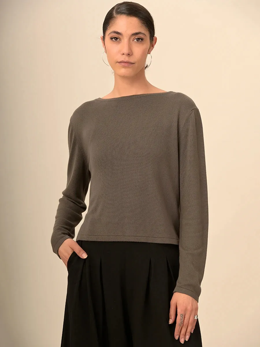 Bamboo Round Neck Boxy Sweater