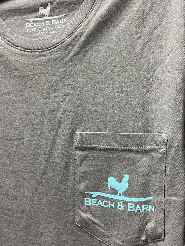 Beach & Barn TRACTOR POOL Long Sleeve Pocket Tee Graphite