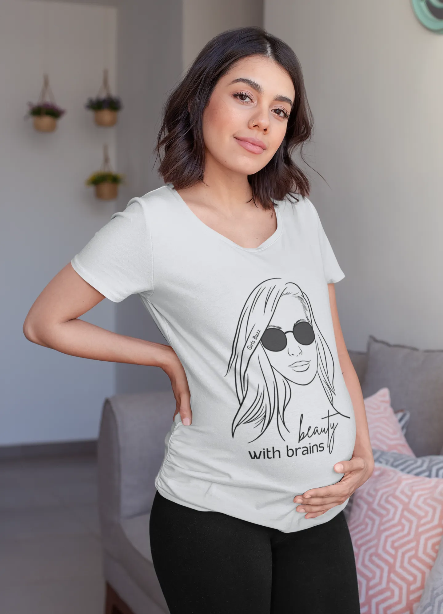 Beauty With Brains Maternity T-shirt