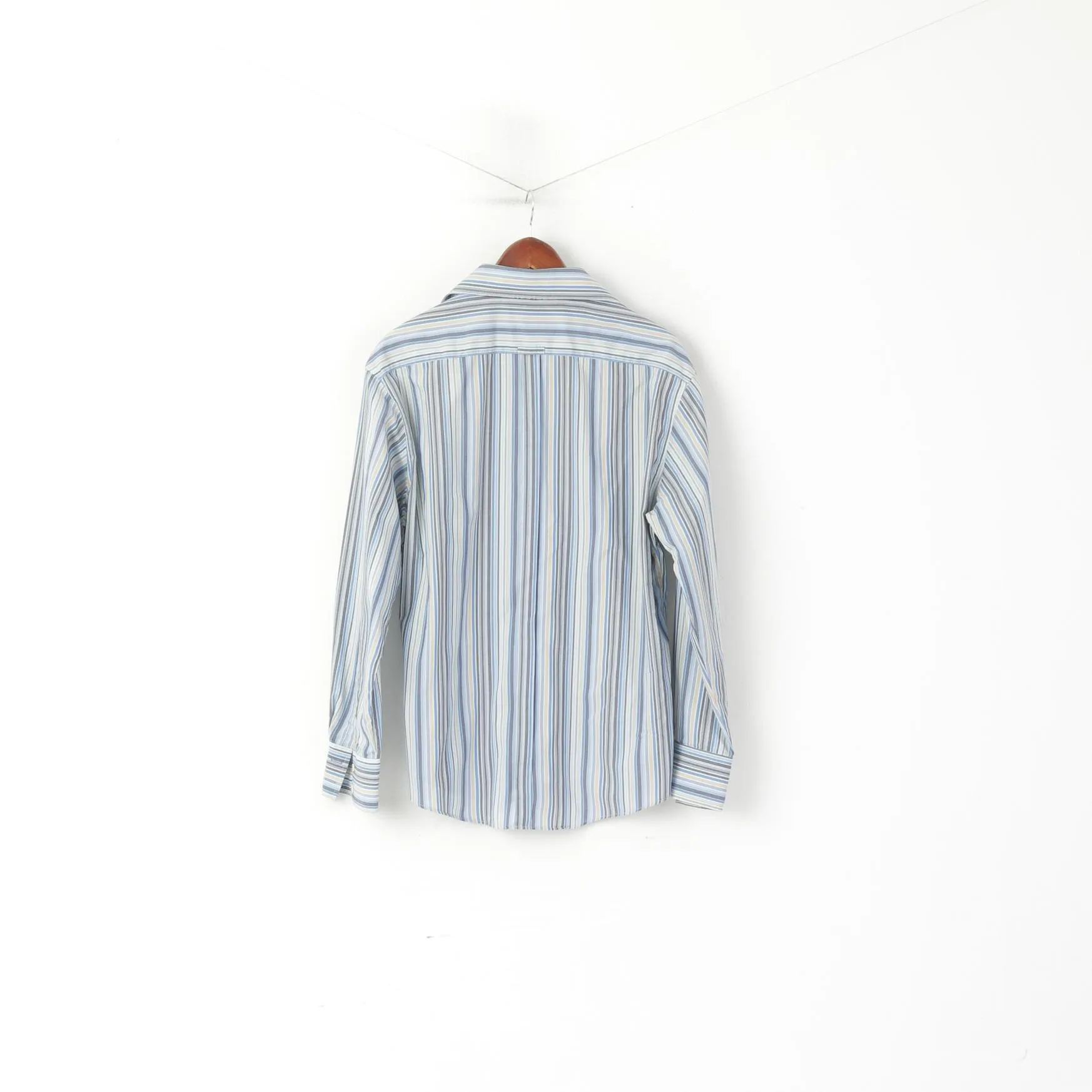 Ben Sherman Men L Casual Shirt Blue Striped Cotton Long Sleeve Top