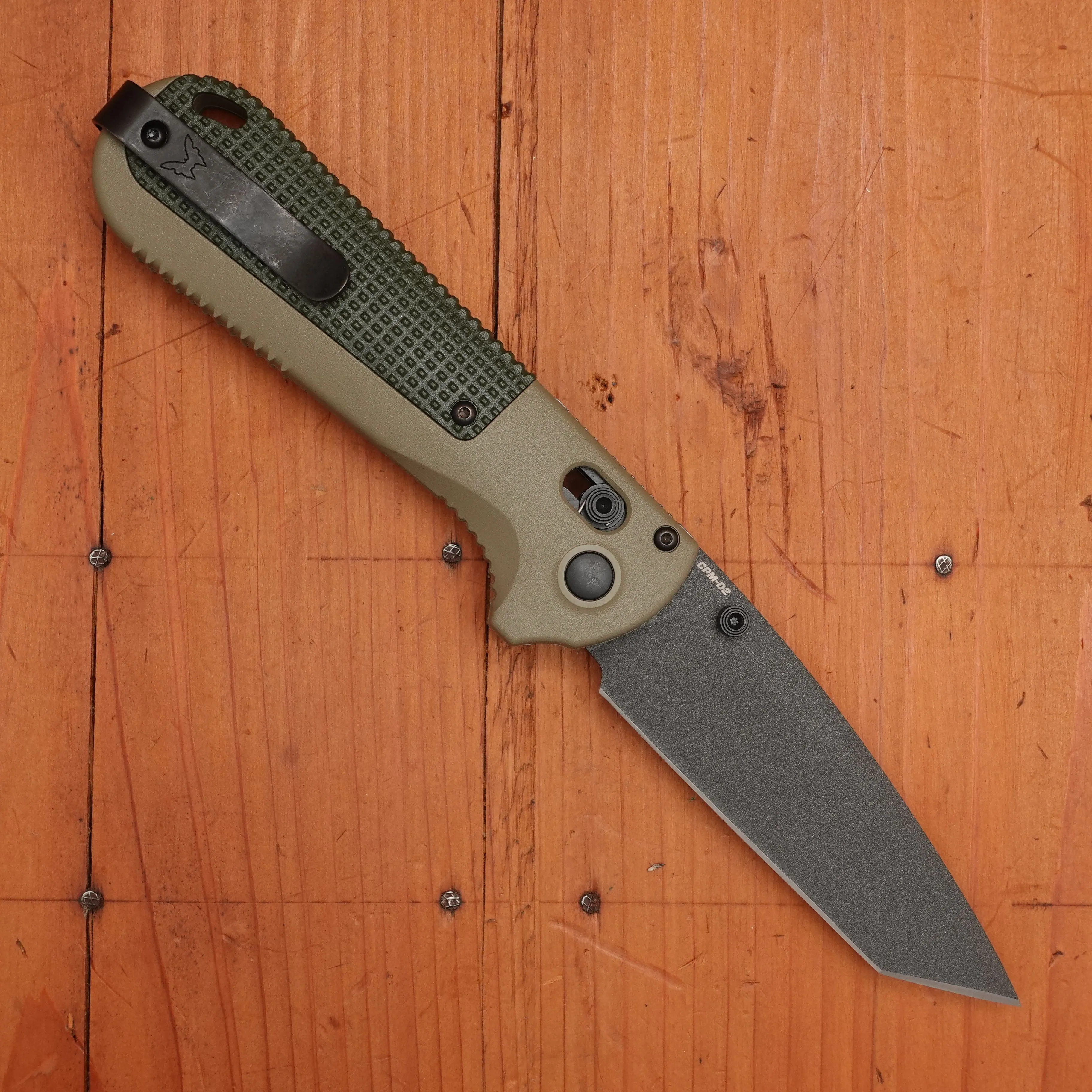 Benchmade 431BK-1 Redoubt Reverse Tanto CPM-D2 AXIS Lock Ranger Green/Forest Grivory Handle