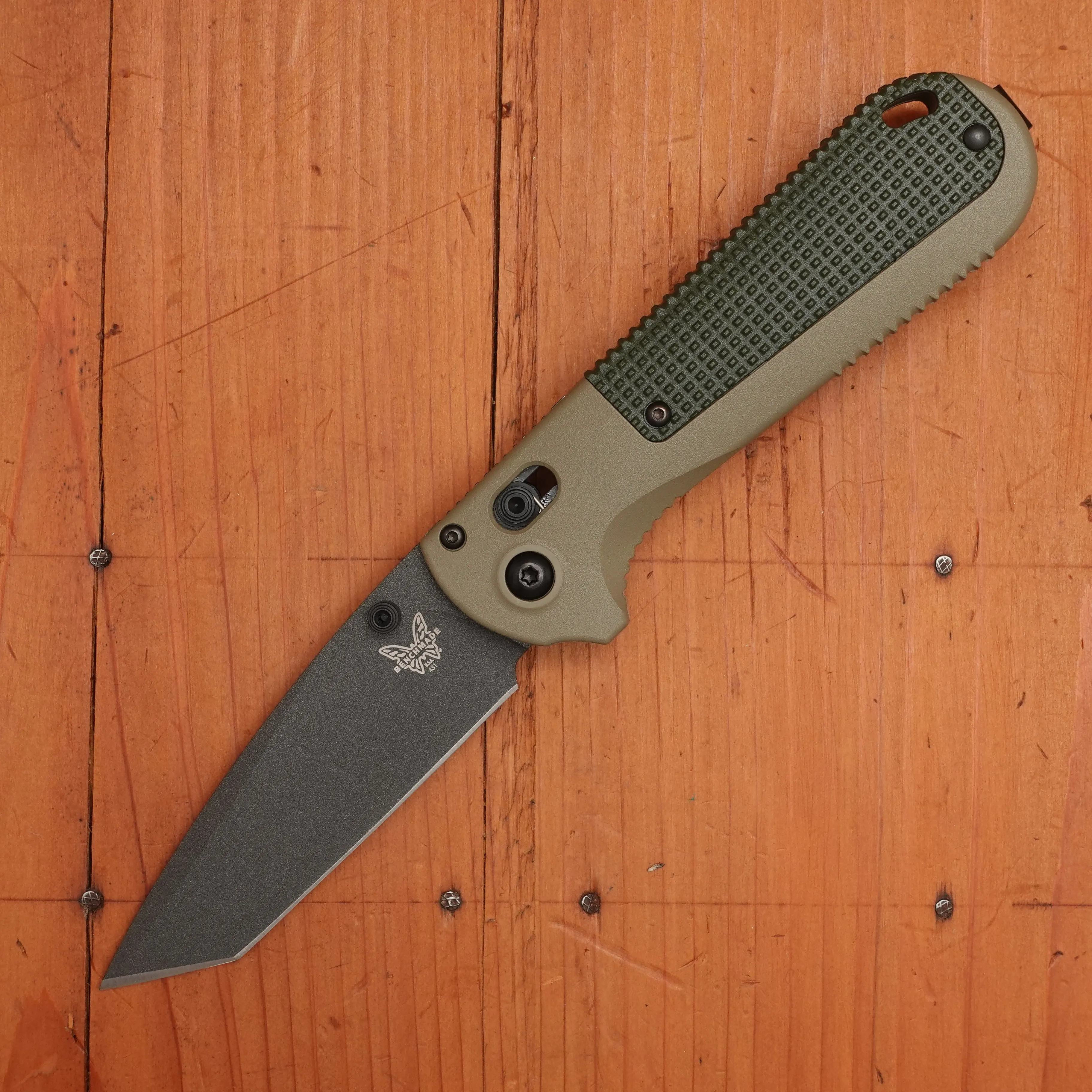 Benchmade 431BK-1 Redoubt Reverse Tanto CPM-D2 AXIS Lock Ranger Green/Forest Grivory Handle