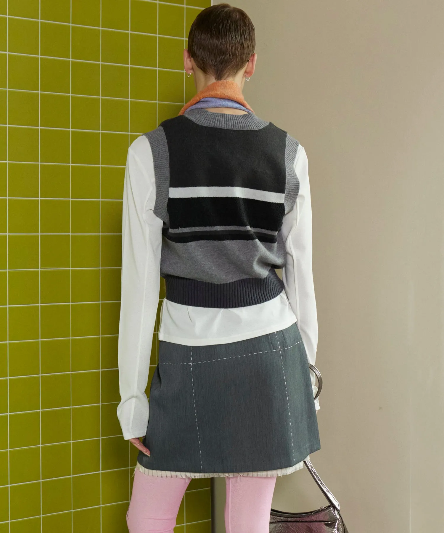 Bicolor Knit  Vest