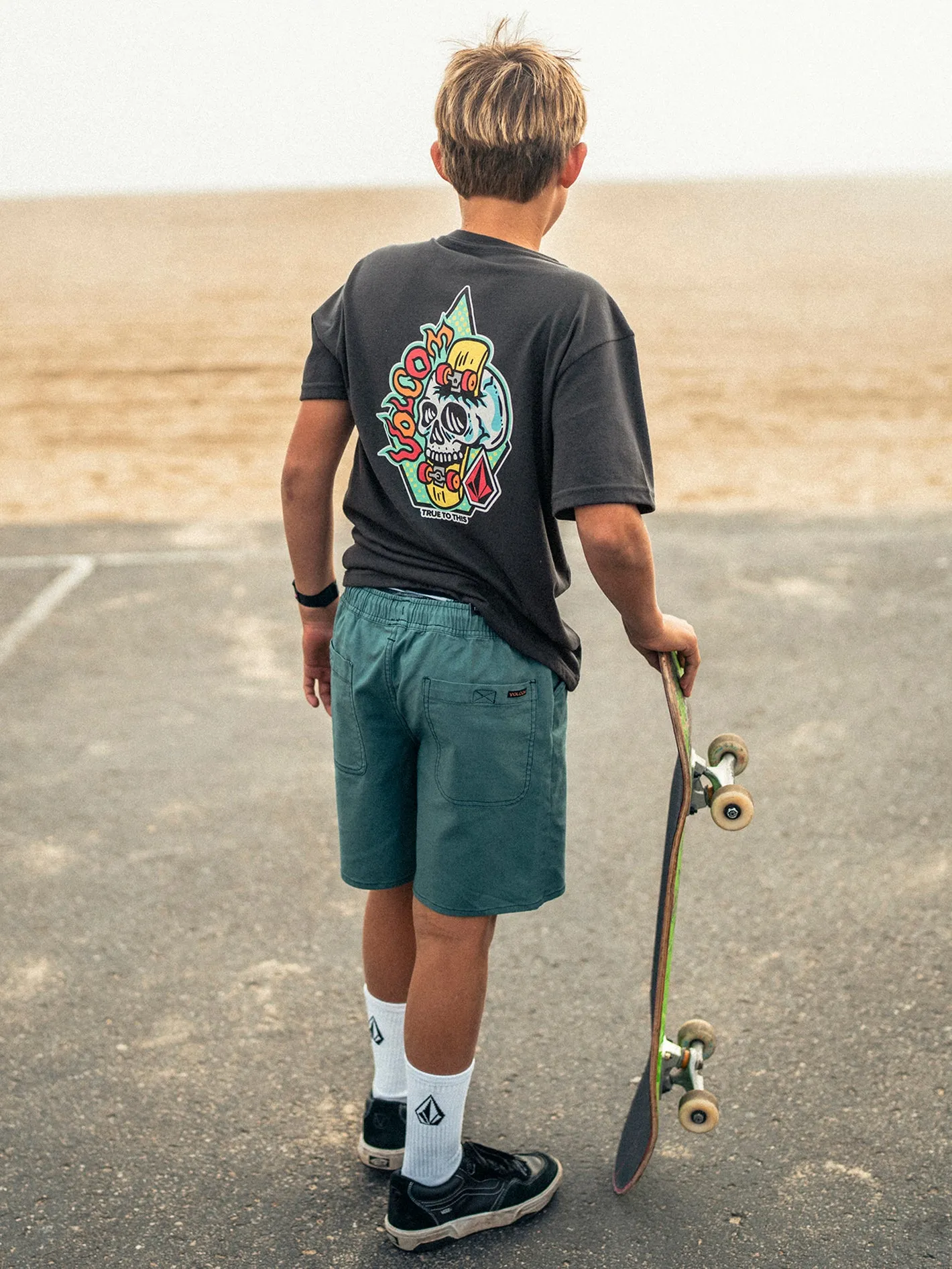 Big Boys Sticker Skull Short Sleeve Tee - Washed Black Heather