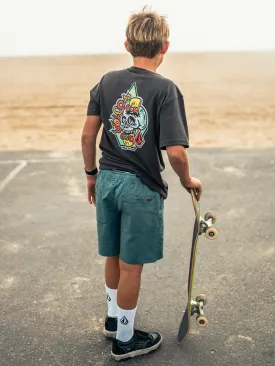 Big Boys Sticker Skull Short Sleeve Tee - Washed Black Heather