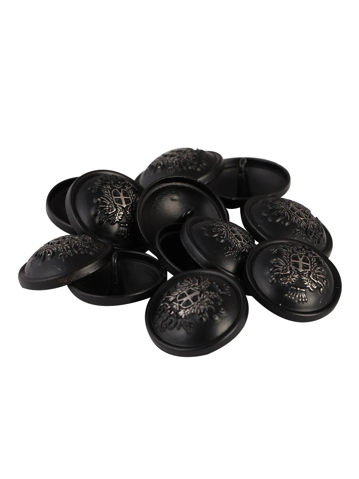 Black Designer Round Shape Engraved Shank Metal Button