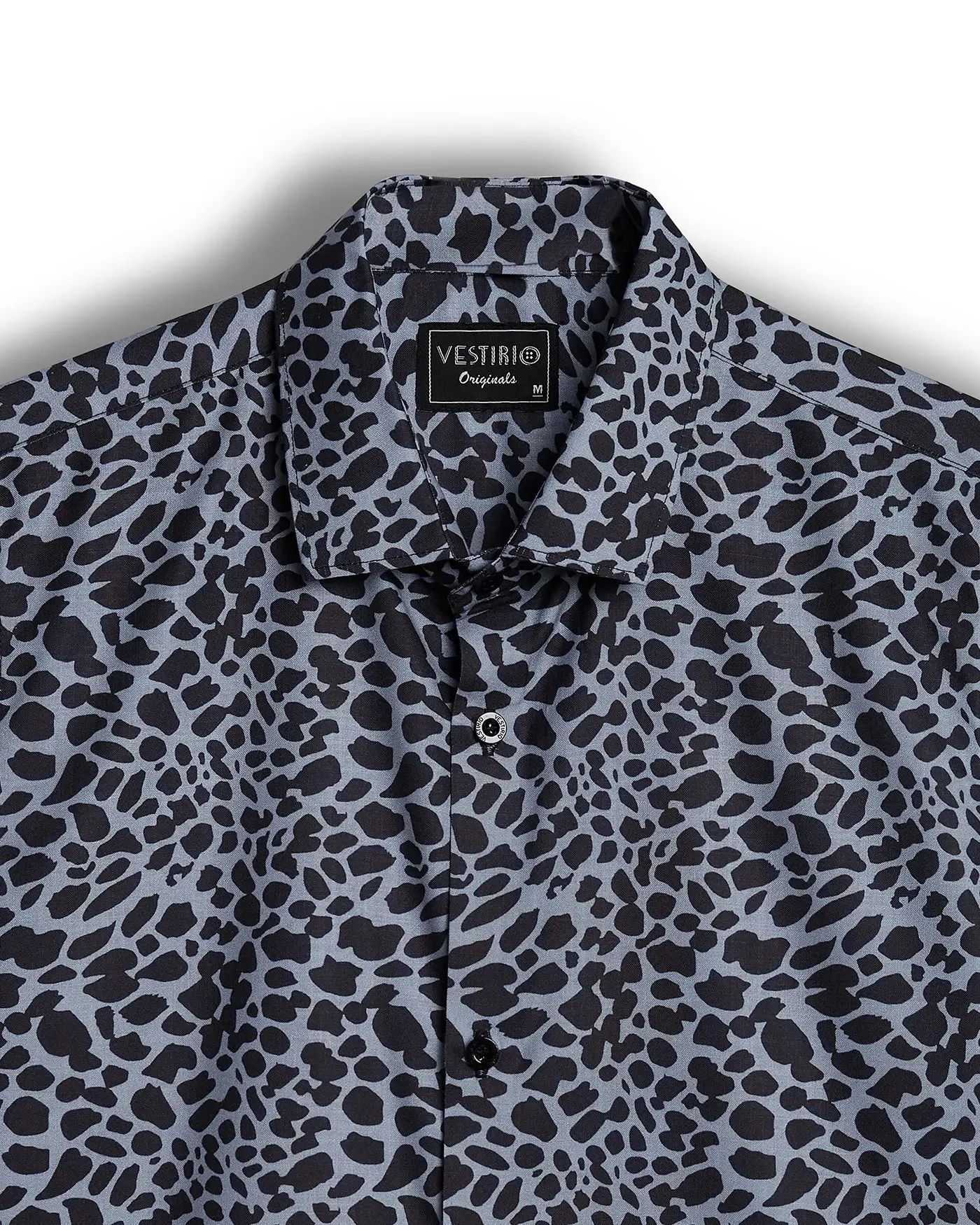 Blue leopard  half sleeve printed shirt for men