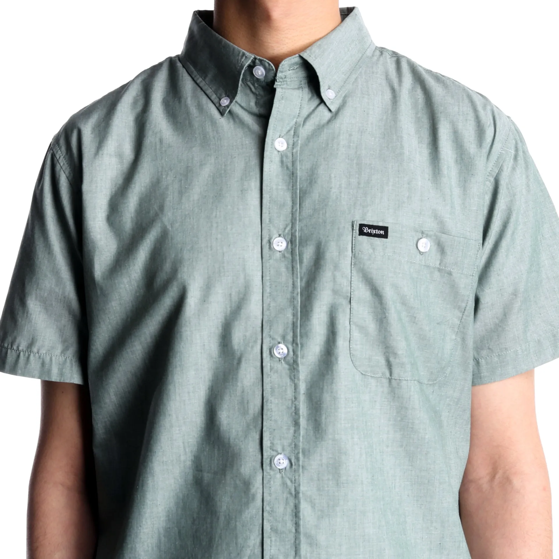 Brixton Central Woven S/S Shirt - Washed Chive