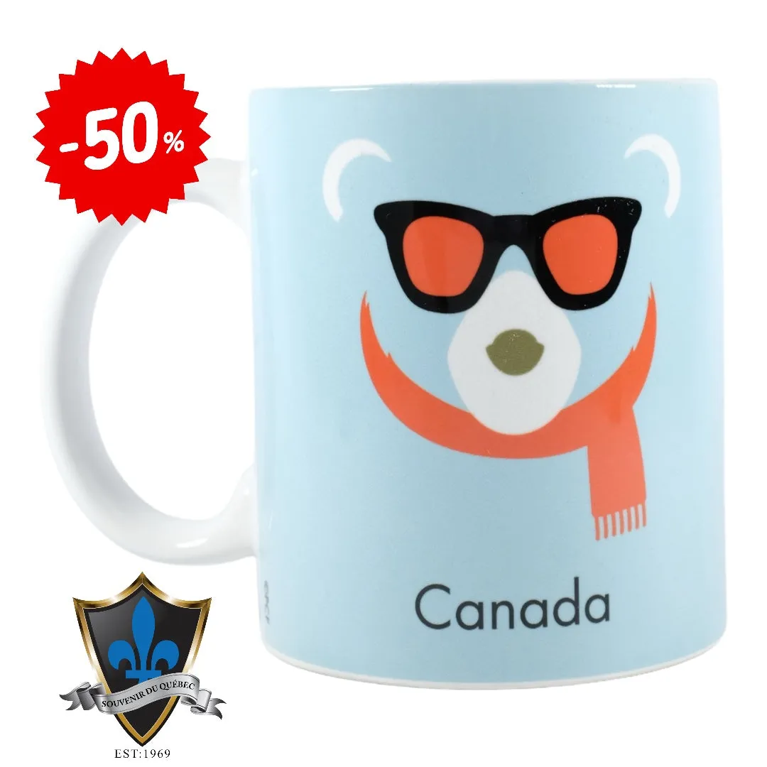 Cozy Canadian Polar Bear Mug with Stylish Scarf Design