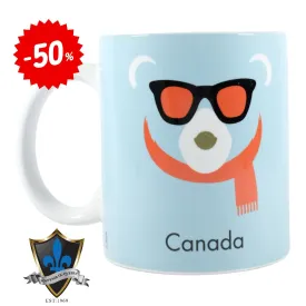 Cozy Canadian Polar Bear Mug with Stylish Scarf Design