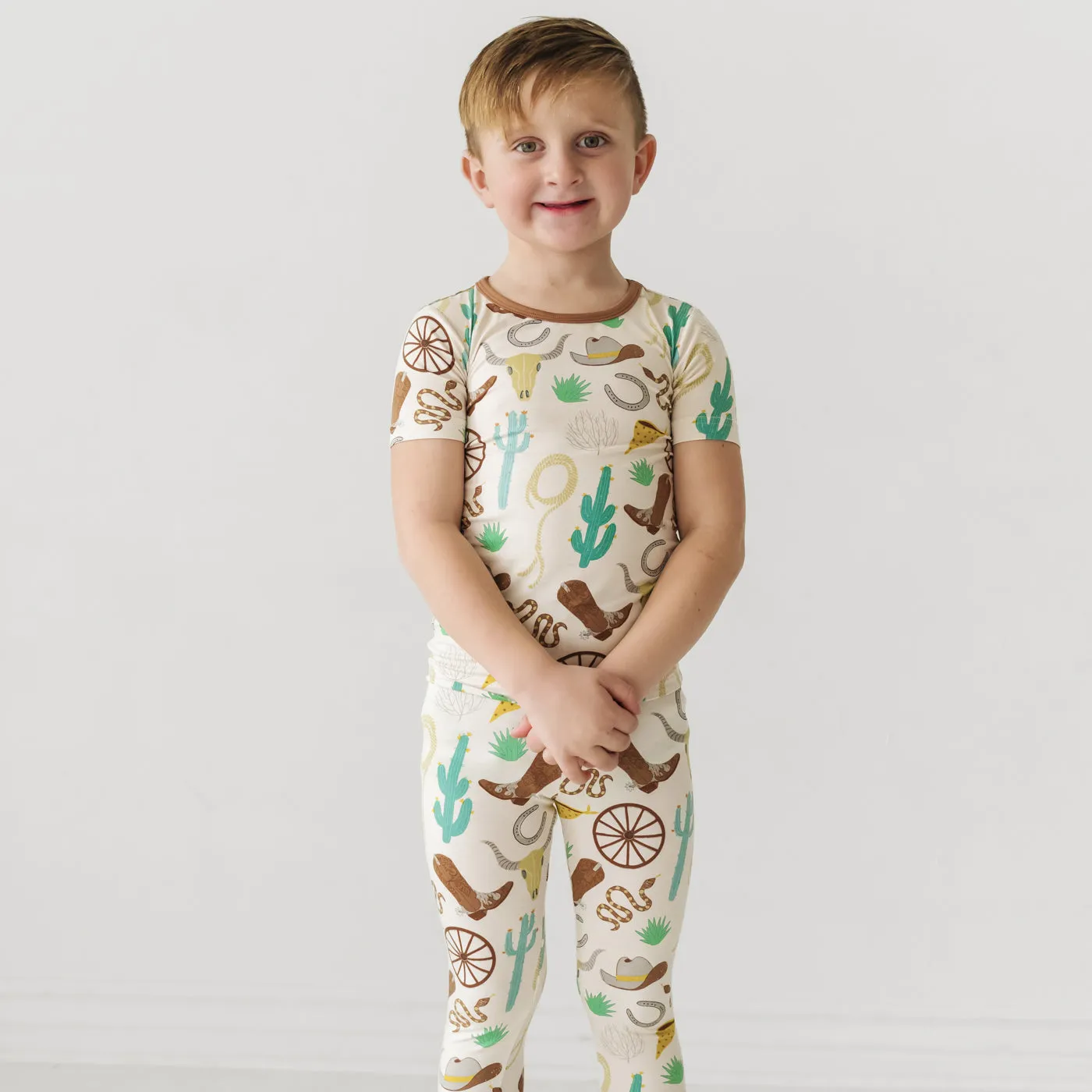 Caramel Ready to Rodeo Two-Piece Short Sleeve Bamboo Viscose Pajama Set