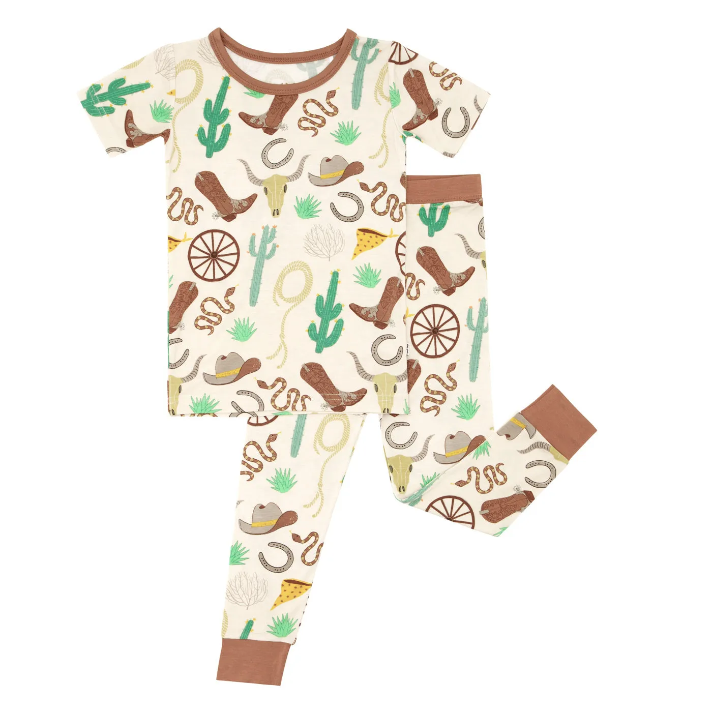 Caramel Ready to Rodeo Two-Piece Short Sleeve Bamboo Viscose Pajama Set