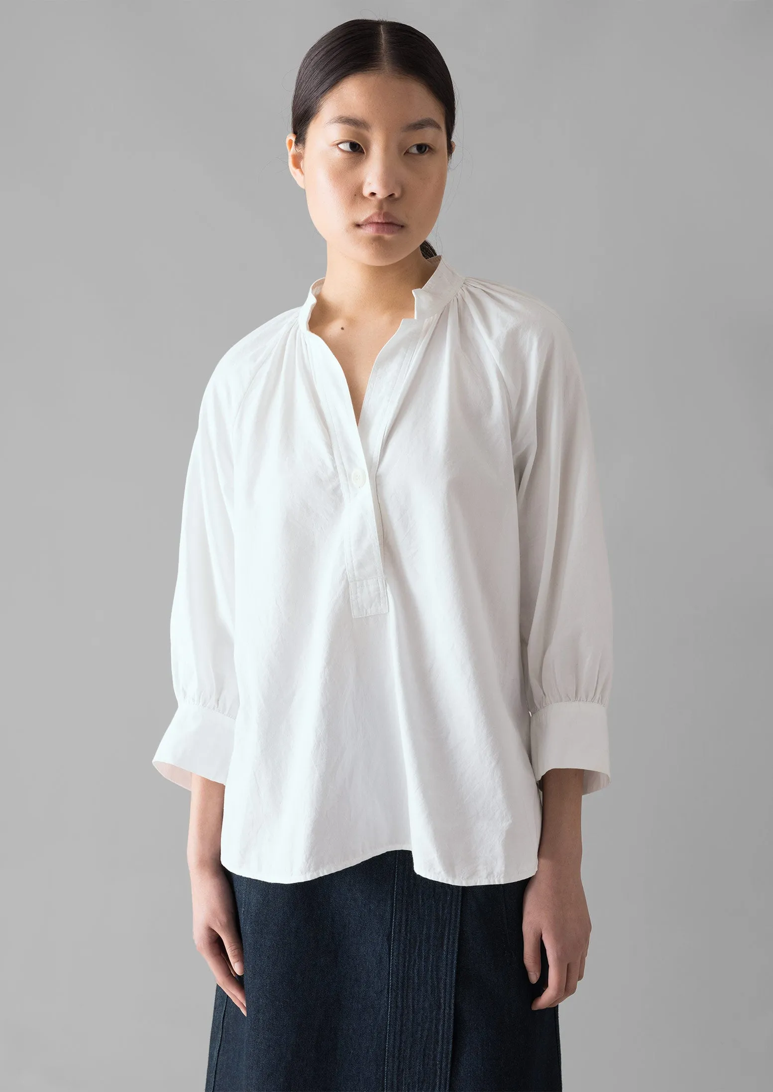 Catrin Cotton Oxford Easy Shirt | White