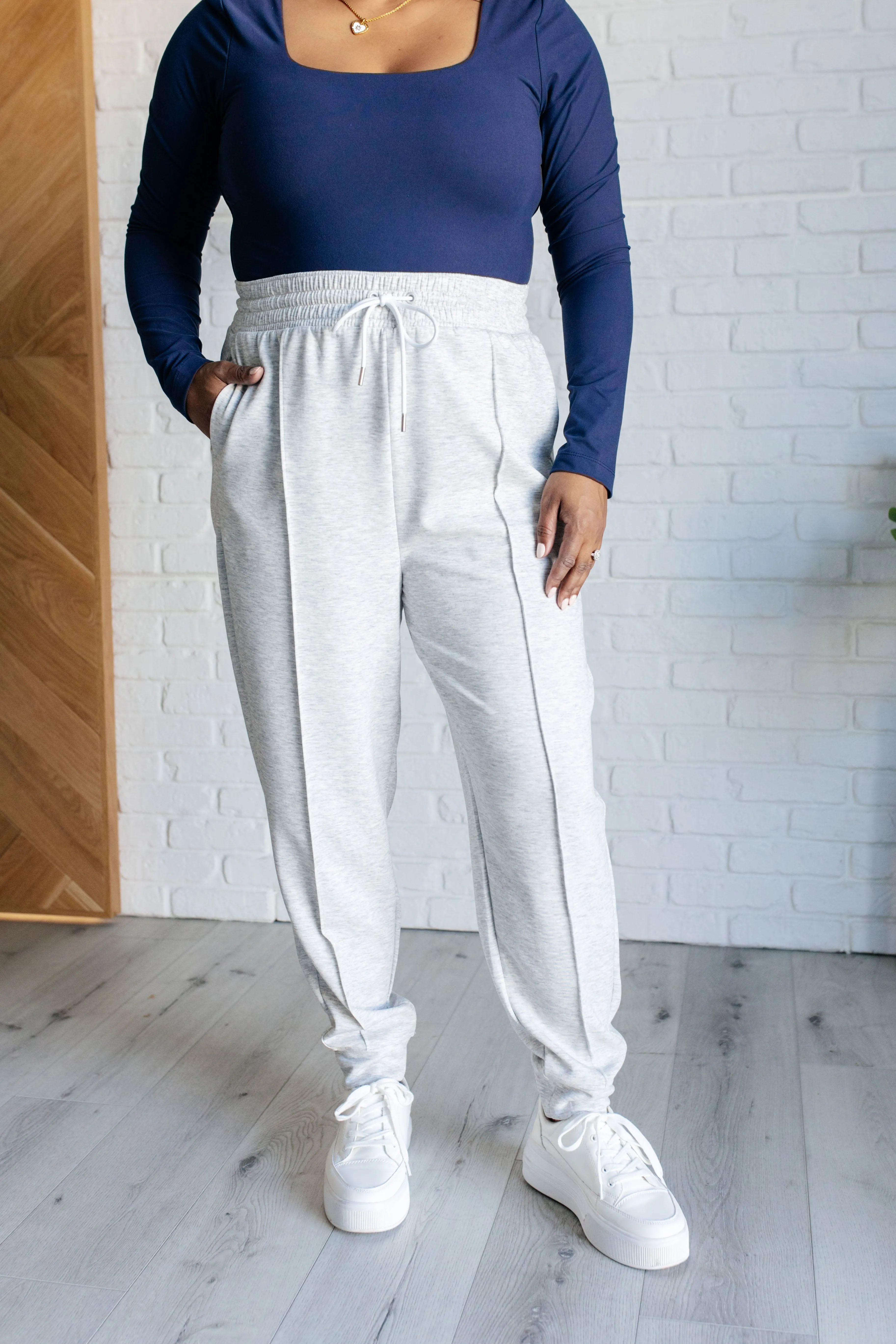 Center Seam Scuba Joggers in Heather Grey by Zenana