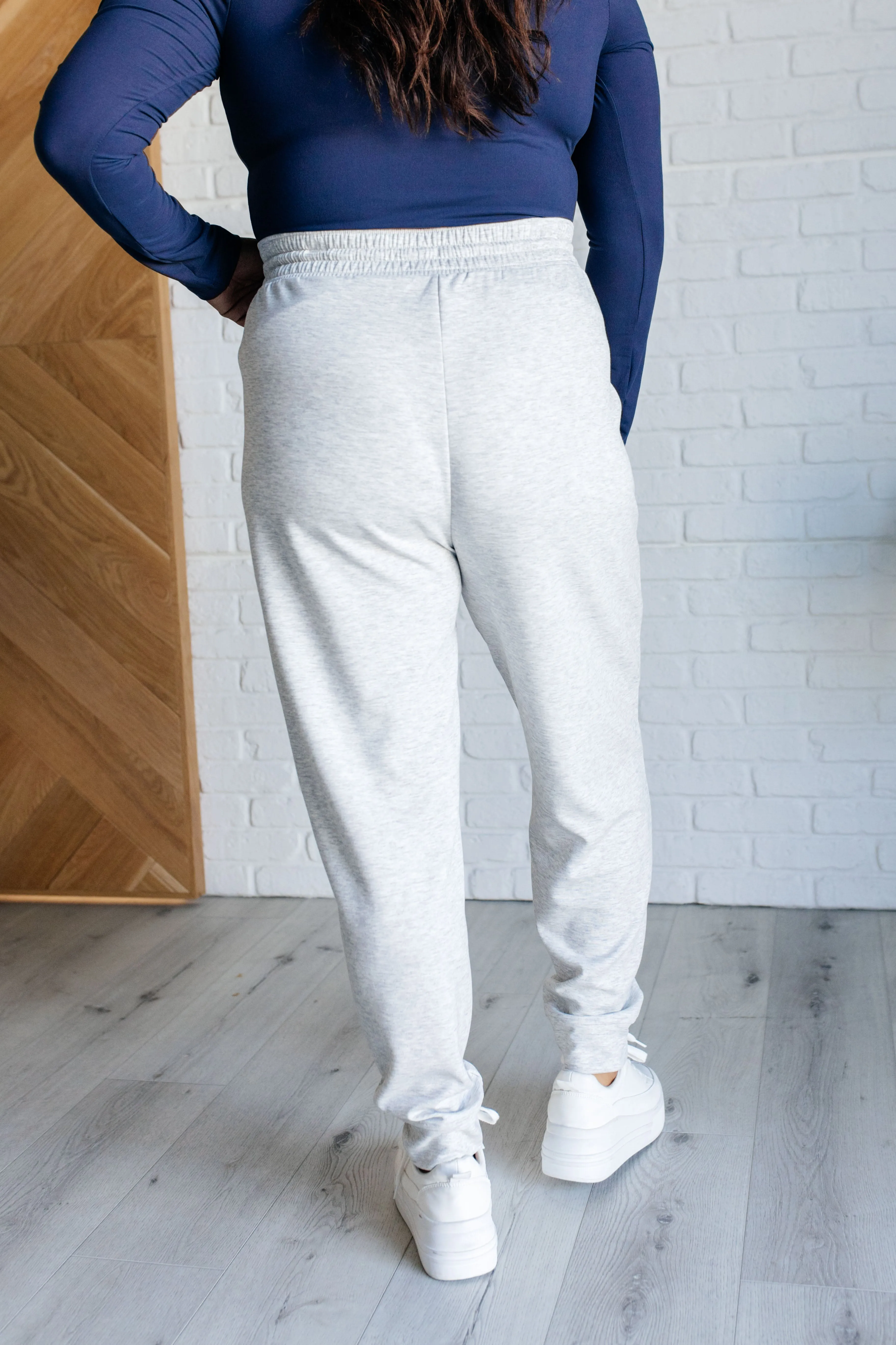 Center Seam Scuba Joggers in Heather Grey by Zenana