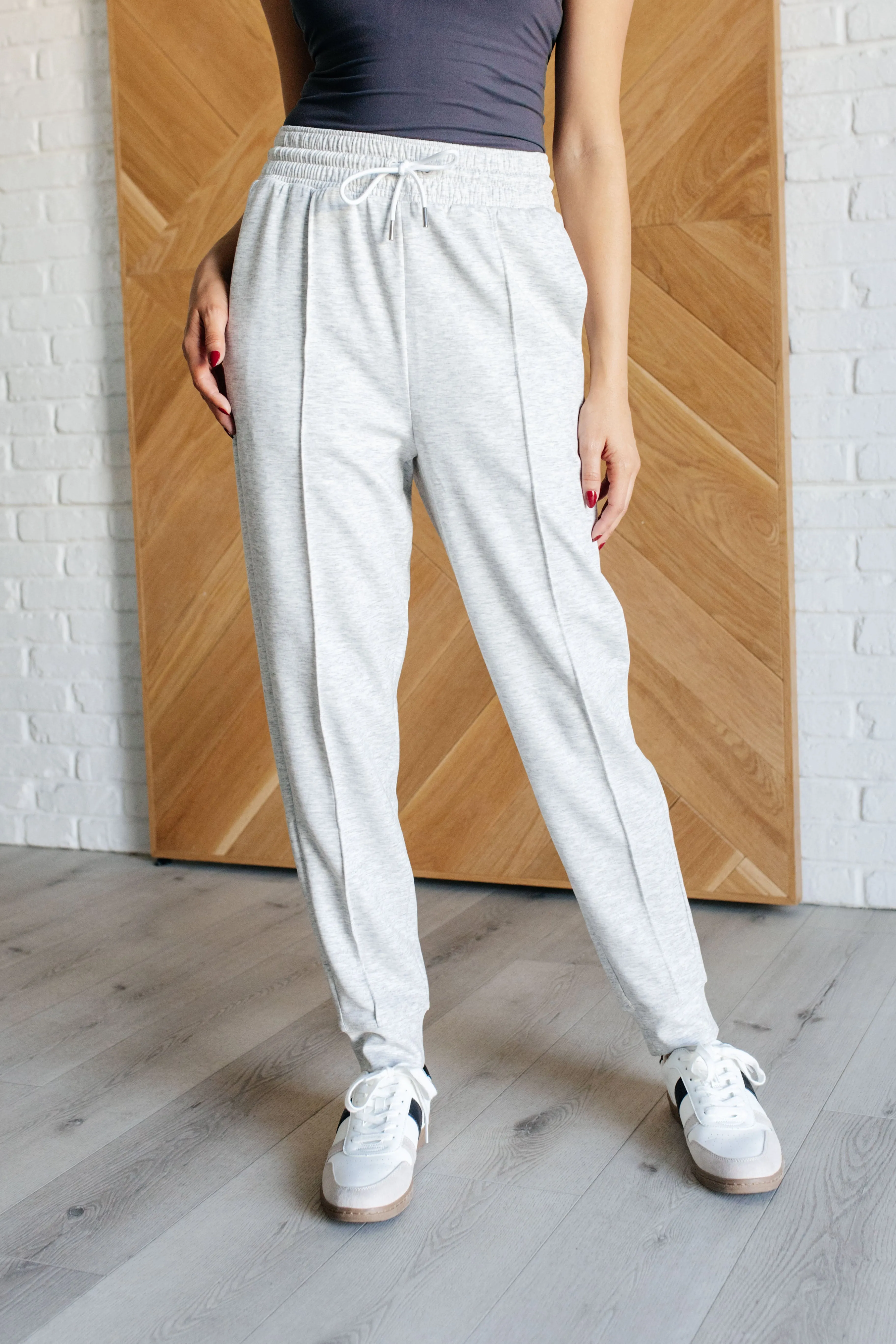 Center Seam Scuba Joggers in Heather Grey by Zenana