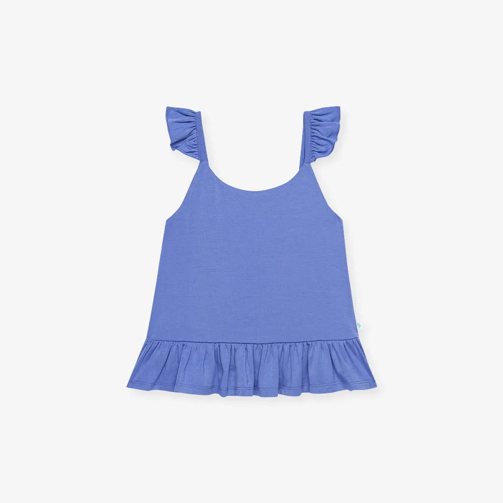 Chatham Blue Ruffled Tank