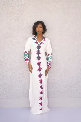 Chic White embroidered cotton Caftan, caftans for women, Kaftans, embroidered Caftan dress, Caftan maxi dress, Caftans for women, Caftans