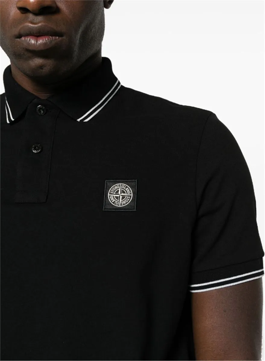 COMPASS-MOTIF COTTON POLO SHIRT