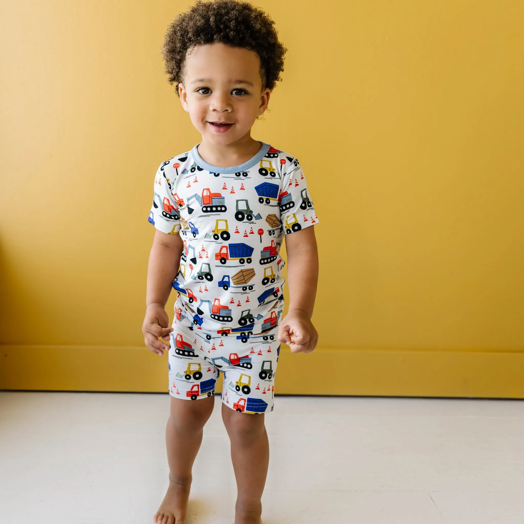 Construction Two-Piece Short Sleeve & Shorts Pajama Set