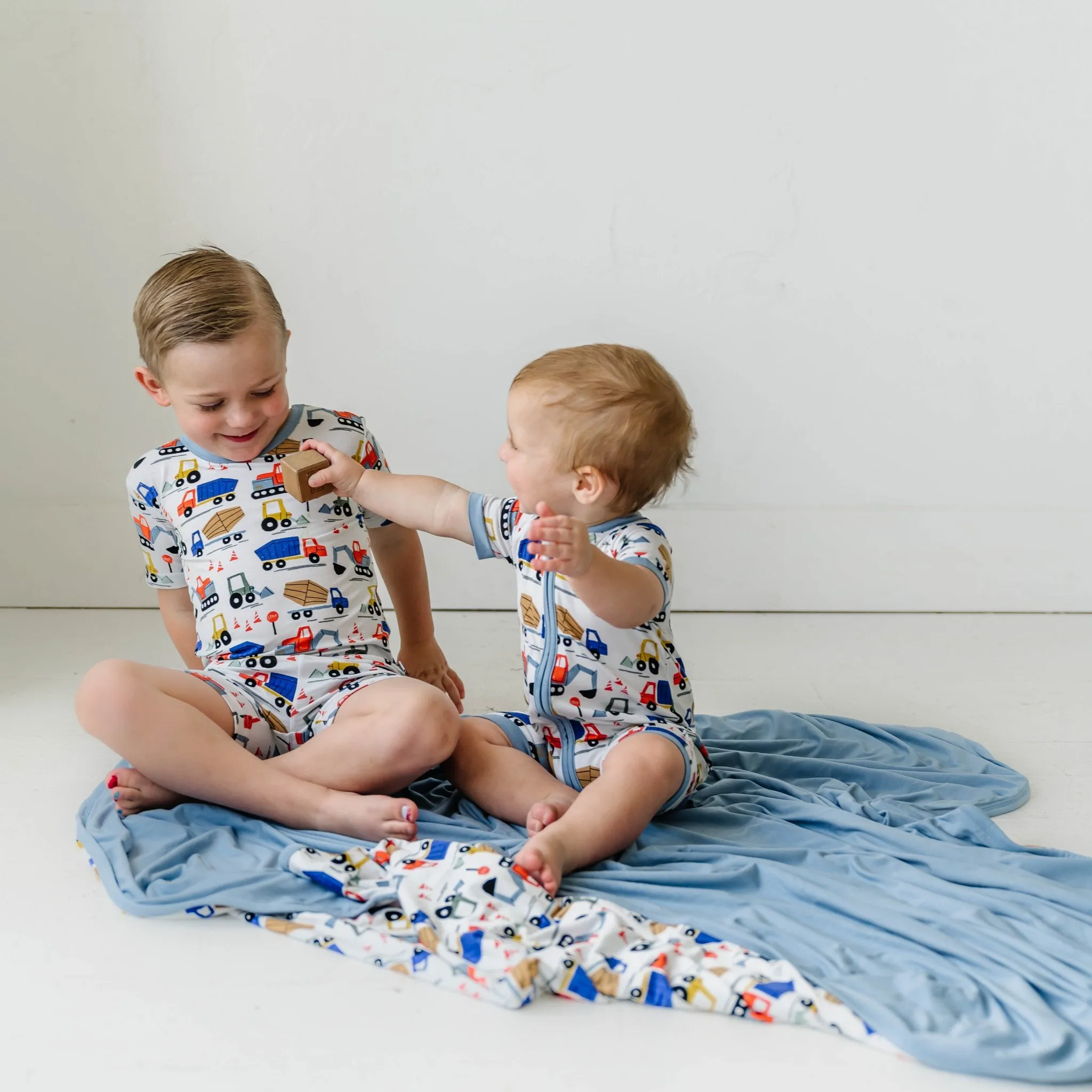 Construction Two-Piece Short Sleeve & Shorts Pajama Set