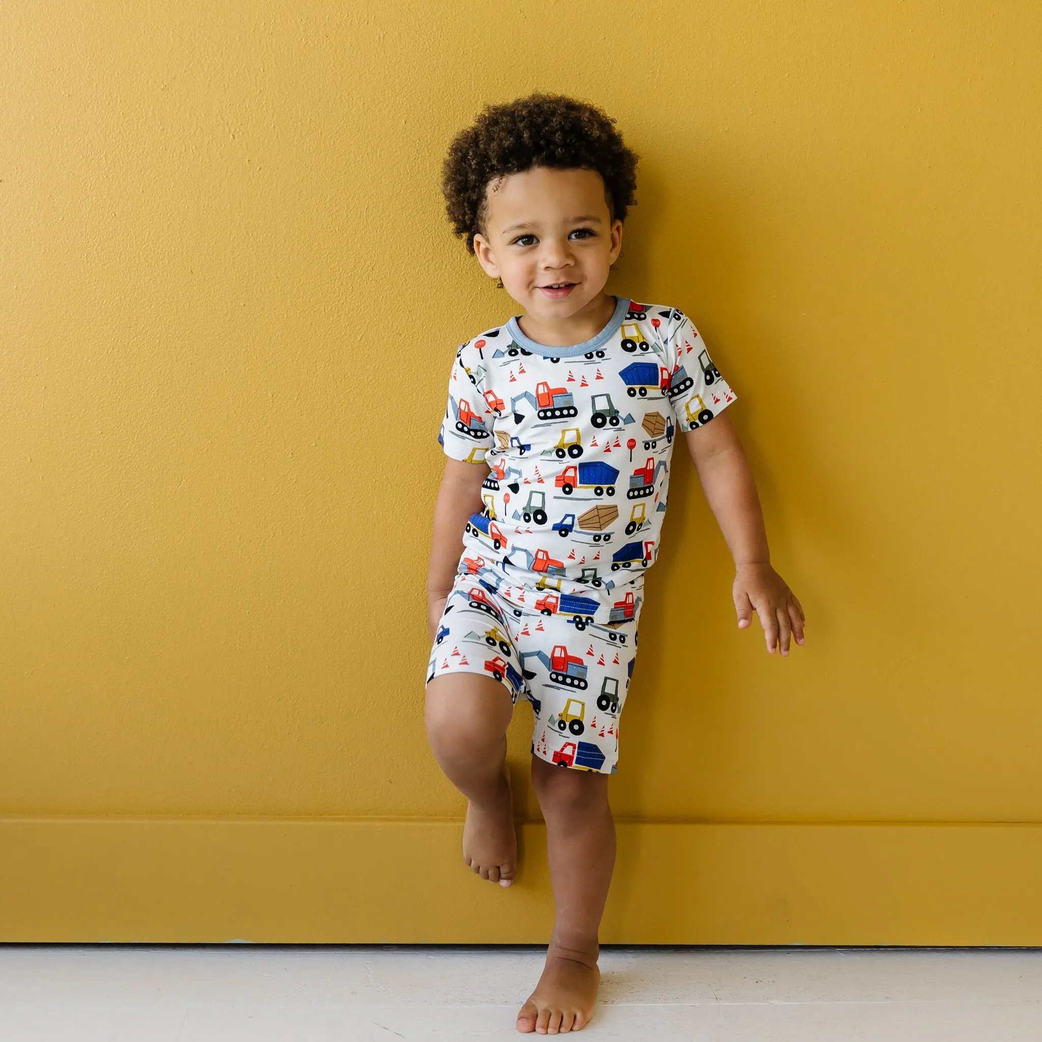 Construction Two-Piece Short Sleeve & Shorts Pajama Set