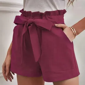 Cotton Wide Leg For Women Casual Comfy Lace Up Elastic Waist Summer With Pockets Female Skort Mujer 2024 Short