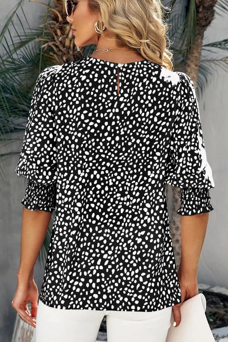 CREW NECK PATTERNED TUNIC BLOUSE TOP