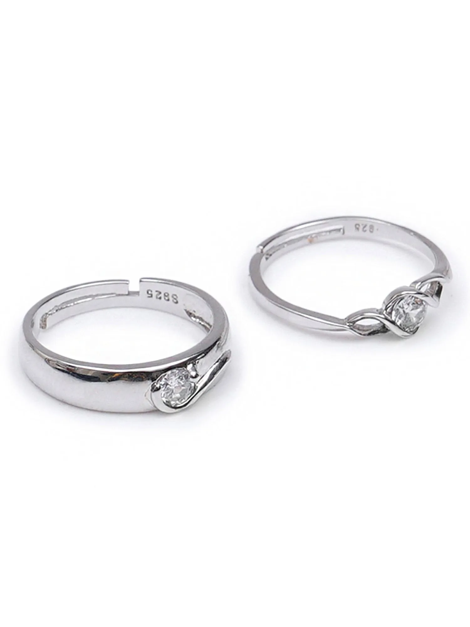 Crystal Studded Elegant Couple Adjustable Ring for Men and Women