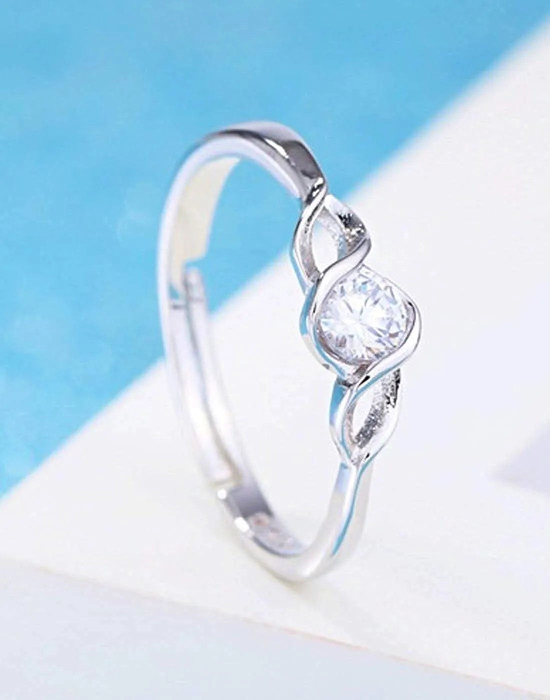 Crystal Studded Elegant Couple Adjustable Ring for Men and Women