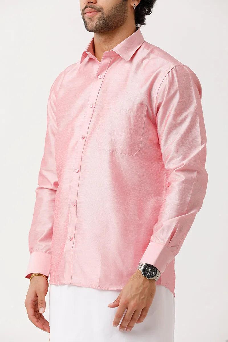 Divine - Pink Matching Shirt and Dhoti Set For Men | Uathayam